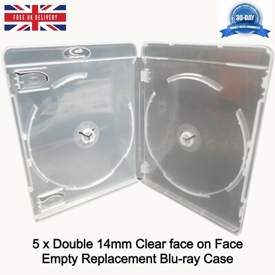 5 x Double Amaray Clear Blu-ray 14 mm für 2 Discs Neu Leer Ersatzhülle