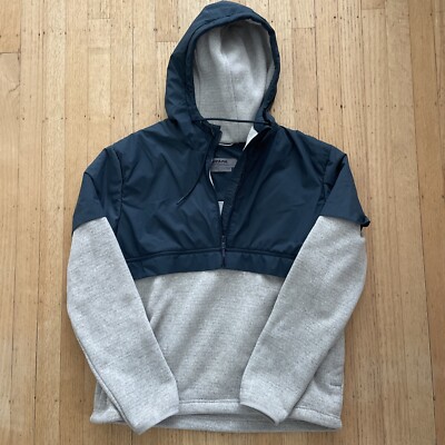PrAna Half Zip Fleece Jacket With Partial Shell Gray & blue Womens Small 