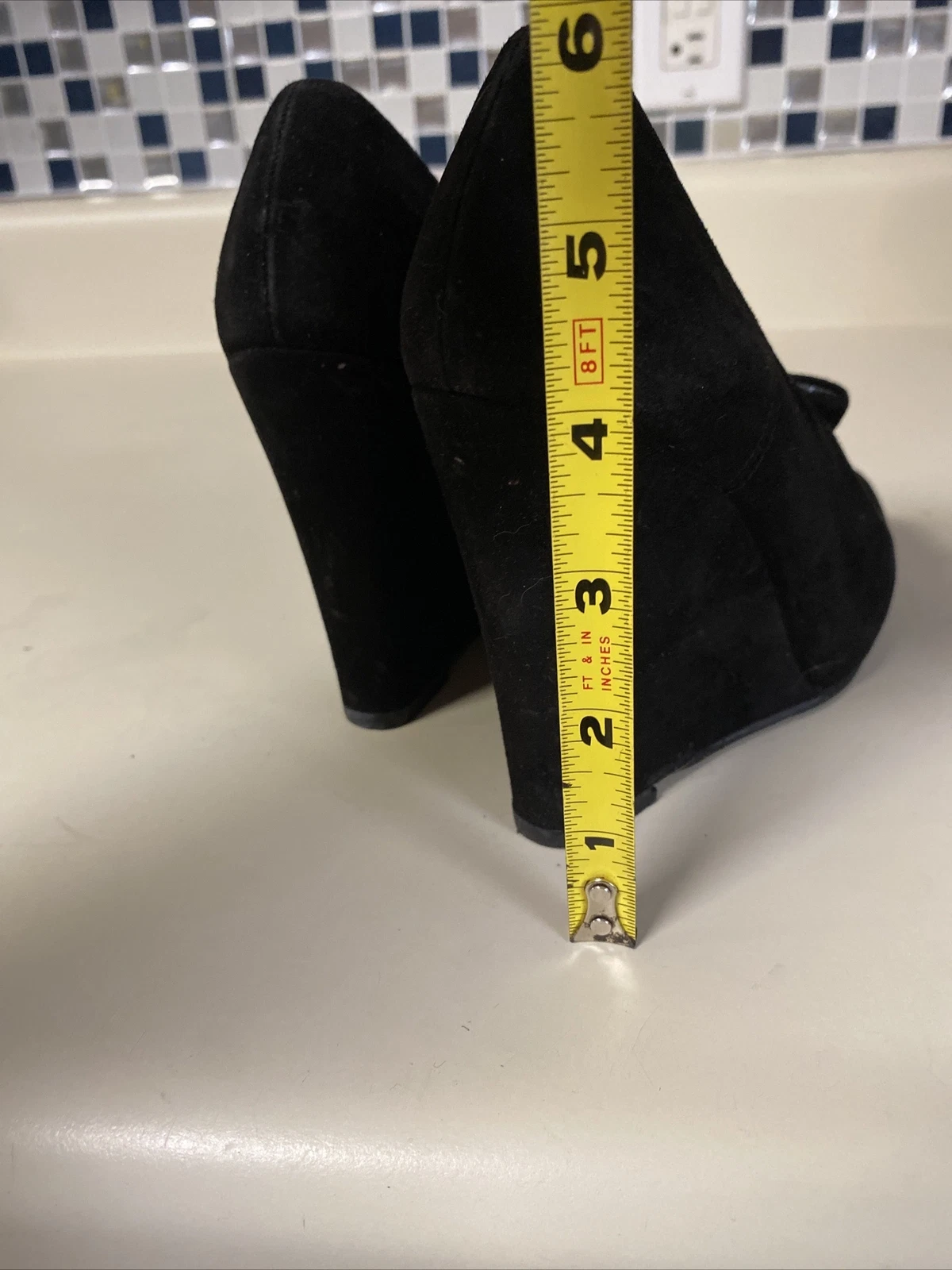 Stuart Weitzman Suede Black Wedge Ankle Booties shoes Size 4.5