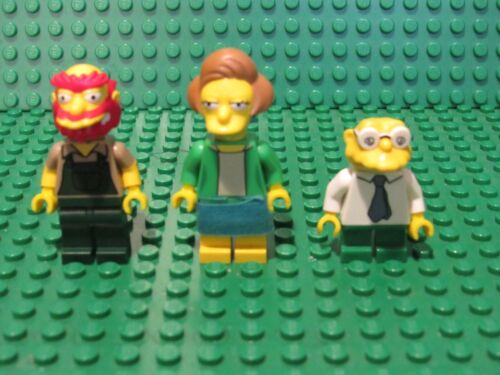 Lot of 3 LEGO Simpsons Series Edna Krabappel Hans Moleman Groundskeeper Willie B