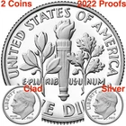 2022 S S Dime Roosevelt 99.9% SILVER & CLAD PROOF 2 US Mint Sets Best 10¢ Cents