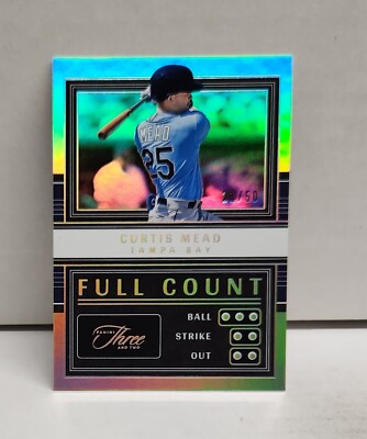 CURTIS MEAD 2023 Panini Three and Two Full Count HOLO SILVER ~ #'d /50 ~ RAYS