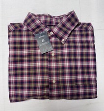 Cremieux Men Shirt Top Button LT 100% Cotton Long Sleeve Plaid Pink New $89