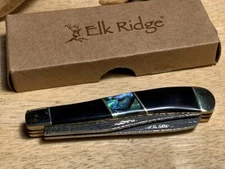 Elk Ridge Pakkawood / Abalone Trapper 3 3/4" Pocket Knife ER954DAB