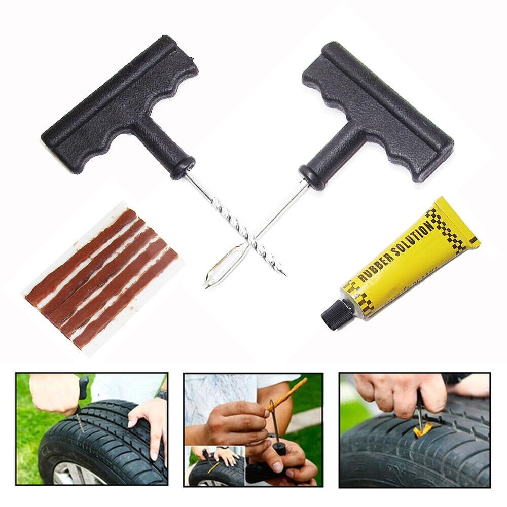 Kit Ripara Gomme Pneumatici Emergenza Mastice Foratura Ruote Tubeless Auto Moto - Immagine 1