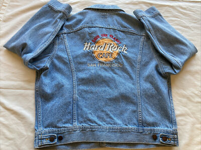 VTG LEE Riders Denim Jacket Mens Large Hard Rock Cafe San Francisco 153438 HTF