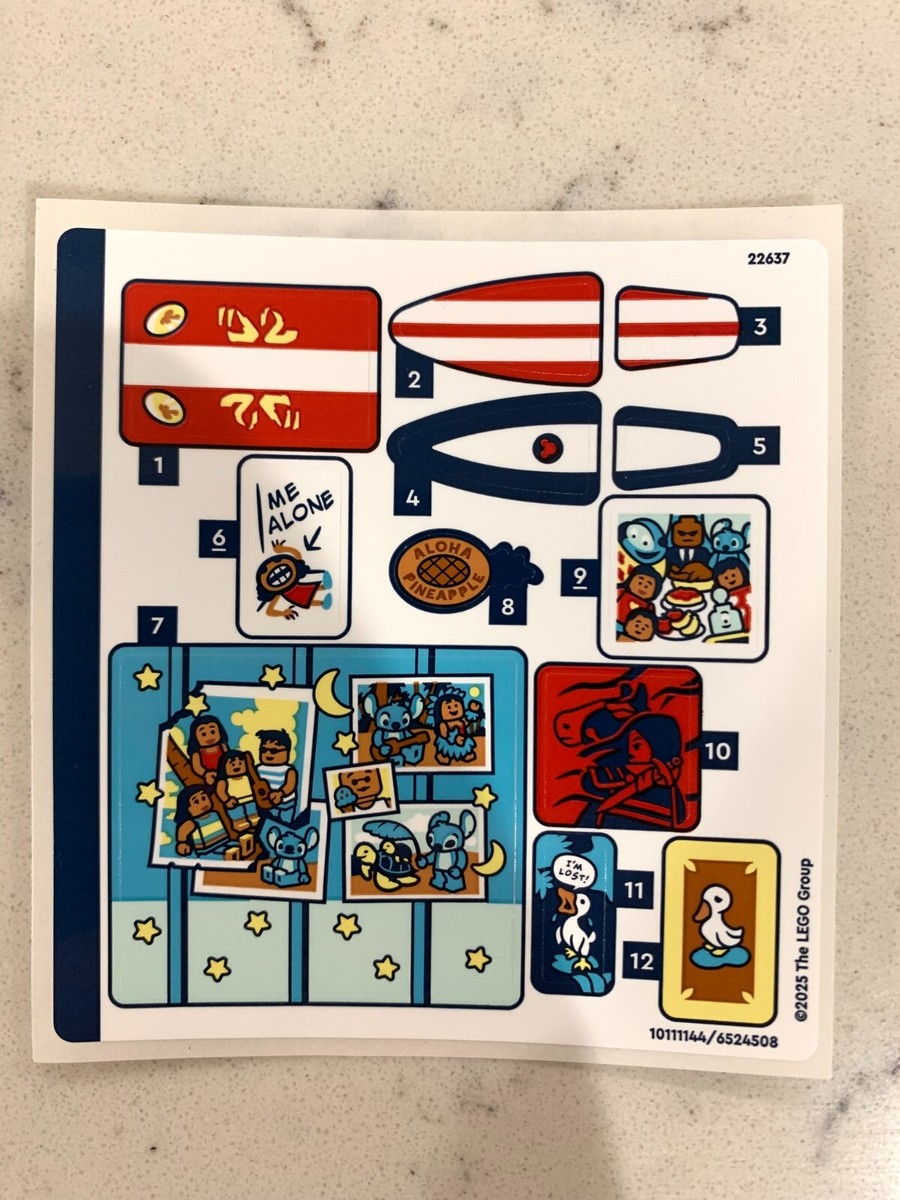 LEGO STICKER SHEET for 43268 Lilo and Stitch Beach House, NEW