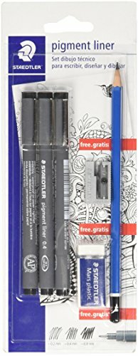Staedtler 308 SBK3P2. Set de dibujo técnico: 3 Rotuladores Pigment (r5g)