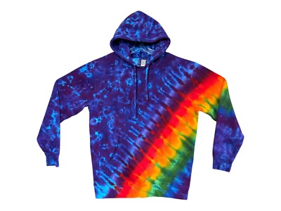 Adult TIE DYE Hoodie Rainbow Stripe DNA Pullover Sweatshirt