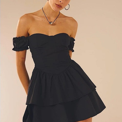 Peppermayo Ready or Not Corset Mini Dress Elegant Black Off-Shoulder Dress XL/16 - Picture 3 of 11