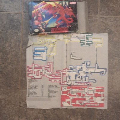Nintendo Super Metroid SNES: Zebes World Map & Boss Legend.'' The Legend:  & case