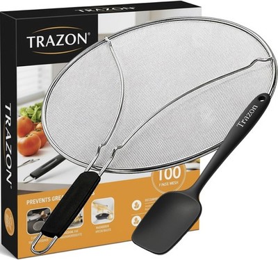 13 Inch Grease Splatter Screen,Frying Pan Oil Splash Guard with Silicone Spatula