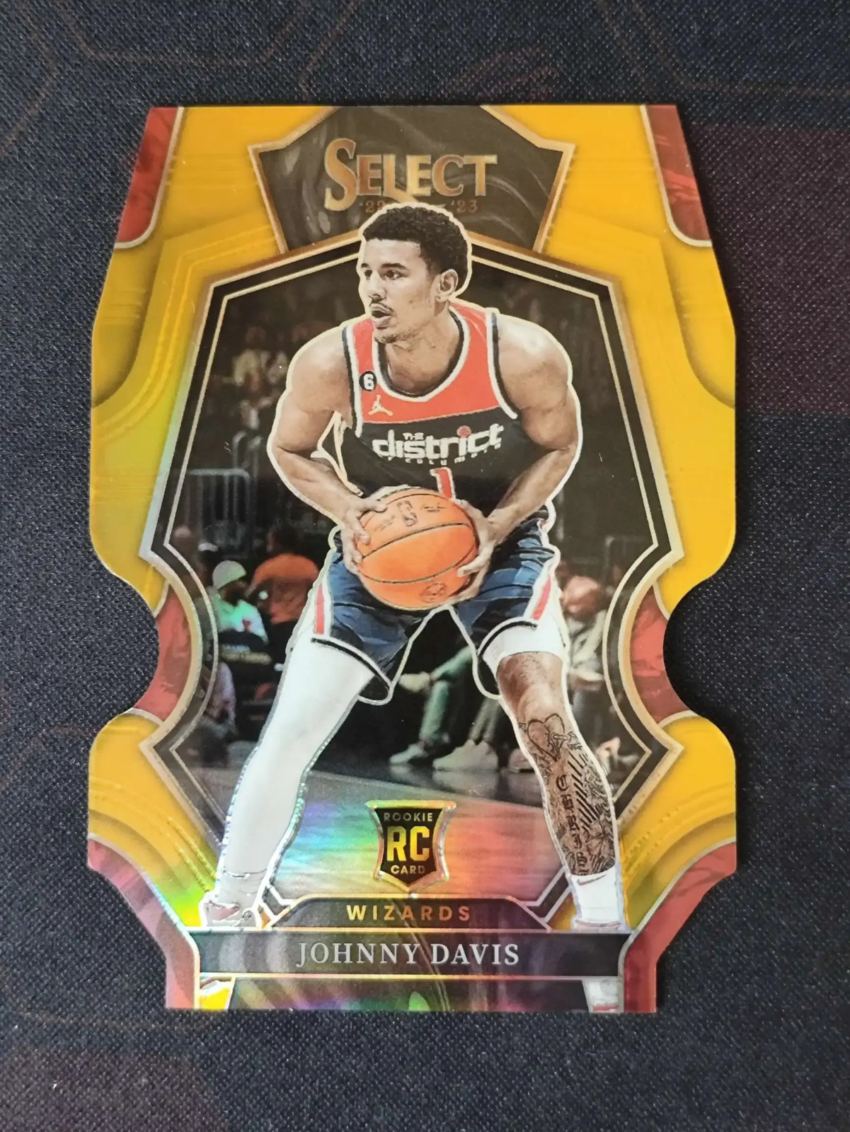 2022-23 Panini Select Johnny Davis Die Cut Gold Prizm RC 2/10 #191 Wizards -FB11