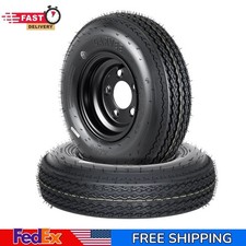 2Pack 4.80-8 4.80x8 480-8 5 Lug on 4.5" Bolt Trailer Tires w/ 8" Rims 6PR US