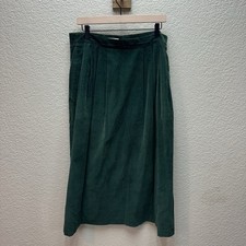 Vintage Talbots Green Cotton Stright Pencil Midi Skirt Size 12