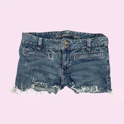 Vintage Abercrombie & Fitch Blue Denim Cut Off Shorts W/ Pink Stitching