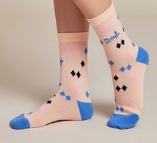 PRINGLE | Ladies Womens Pink Diamond Argyle Socks | One Size UK 4-7 EU 37-41
