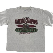 Vintage 1993 Florida State Seminoles National Champions T-Shirt Mens XL Gray
