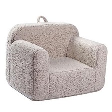 Kids Snuggly-Soft Sherpa Chair, Cuddly Toddler Foam Chair for Boys Light Grey