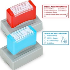 2 PCS Teacher Stamps for Classroom Self-inking Accommodations Stamp Set Compl...