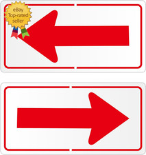 2 Pack Red Arrow Signs for Outdoor or Indoor Use, 12 X 6 Inch Road Directional S