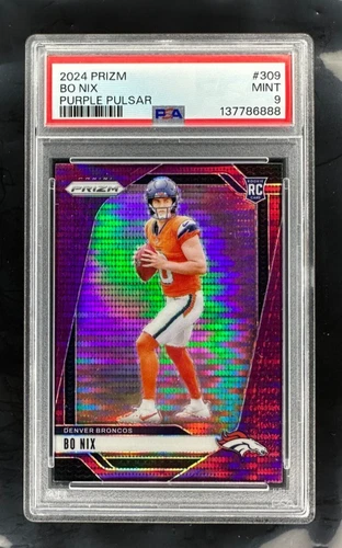2024 Panini Prizm - Rookies Bo Nix #309 Purple Pulsar Prizm (RC) PSA 9 MINT SSP