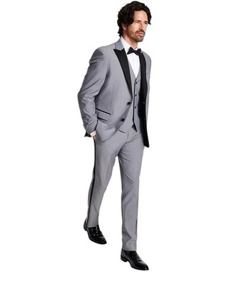 Alfani Mens Slim Fit Tuxedo Dress Pants 30 x 30 Light Grey