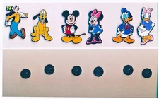 FAB 6 Pins - Mickey, Minnie, Donald, Daisy, Goofy, Pluto and a FAB 6 Decal