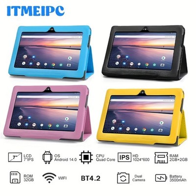 ITMEIPC 7 Inch Android 14 Tablet with Quad Core Processor, 4GB RAM+32GB ROM