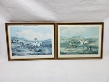 2 Fox Hunting Prints Framed Vintage Shaylers English Fox Hunting Rare Prop
