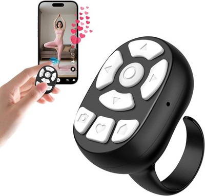 Wireless Auto Clicker for TikTok, Bluetooth Remote Scrolling Ring for iPhone Ha