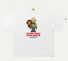 *A BATHNIG APE Men's BAPE WWE STONE COLD STEVE AUSTIN BABY MILO RELAXED FIT TEE