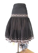 Incredible vtg 50s black petticoat slip pink embroidered trim lots of tulle M/L
