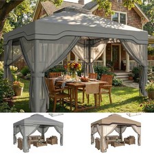 3 x 3.6 m Garden Gazebo with Shelves, UPF50+ Permanent Gazebo