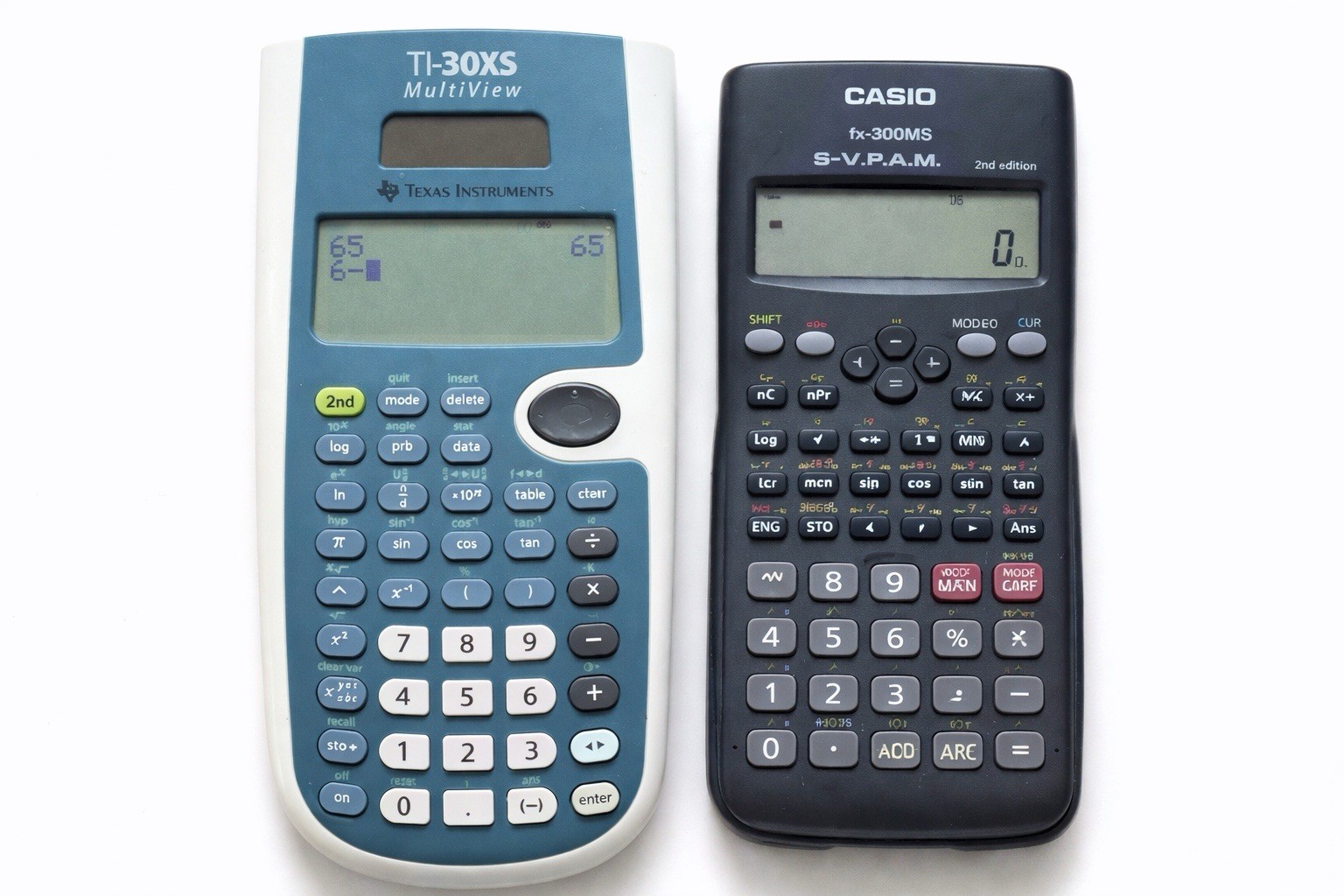 Scientific Calculator Lot TI-30XS MultiView Casio fx-300MS Tested Working-image