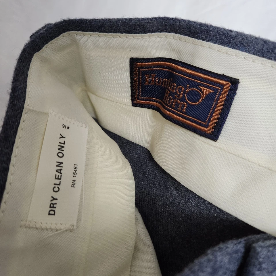 Pantalones de vestir de lana azul oscuro cuerno de caza vintage años 60 Foto 3 de 4