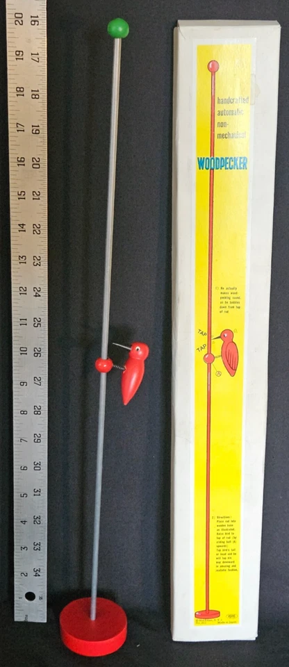 Ручной работы автоматический немеханический пружинный столб дятел винтажная новинка игрушка. - Изображение 2 из 4