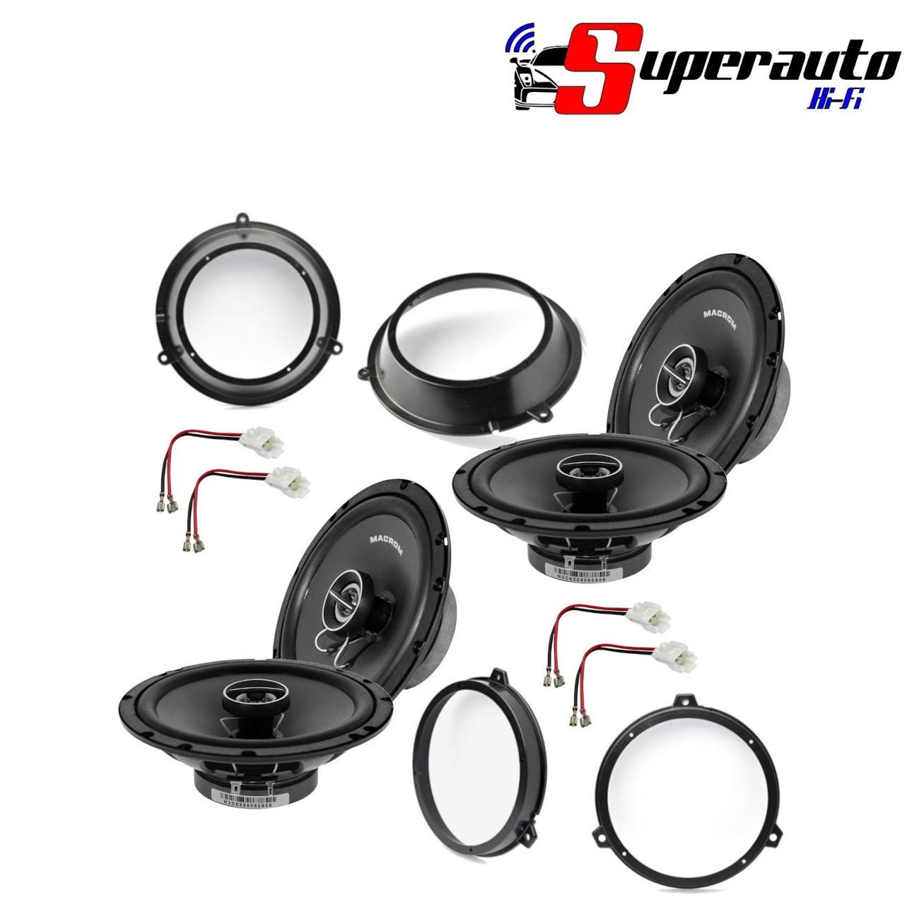 Upgrade Casse Fiat Panda 169: Kit Macrom Completo 4 Altoparlanti 165mm