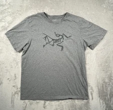 Arcteryx Shirt Mens XL Gray Archaeopteryx SS Logo Graphic 100% Cotton Casual