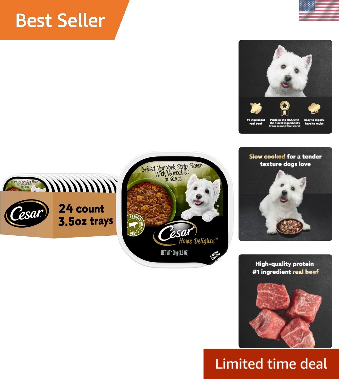- New York Strip Flavor, 3.5 Oz Tray, 24 Count