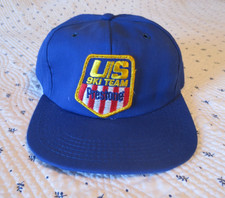 VINTAGE US SKI TEAM PRESTONE PATCH HAT BLUE SNAPBACK TRUCKER CAP USA MADE CLEAN