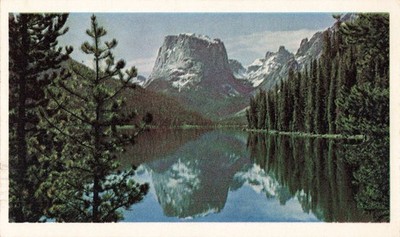 Bridger National Forest Wyoming, Square Top Mountain, Vintage Postcard