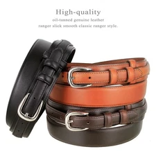 Western Ranger Belt Oil-Tanned Genuine cowhide Leather 1-3/8" Wide