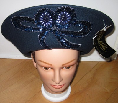 New Mr John Signature Navy Blue Wool Fashion Church Hat Dress Tea Hats  Arlin | eBay
