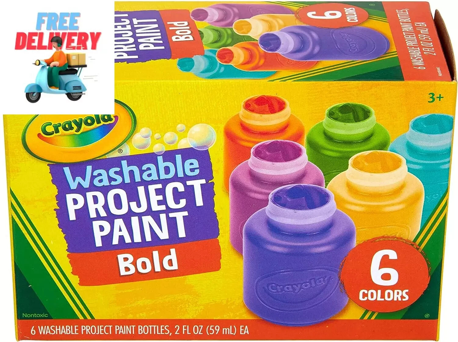 Washable Kids Paint 6Ct Paint Set for Childres Nontoxic Crayola Art