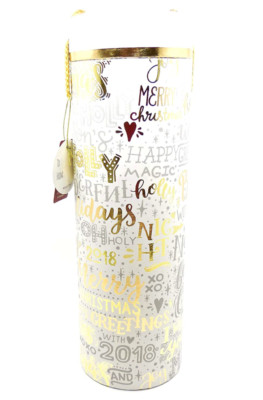 Holiday Wine-To-Go Decorative Carrier Box,Gift Tag,Rope Handle,Cheers,Gold13''x4''