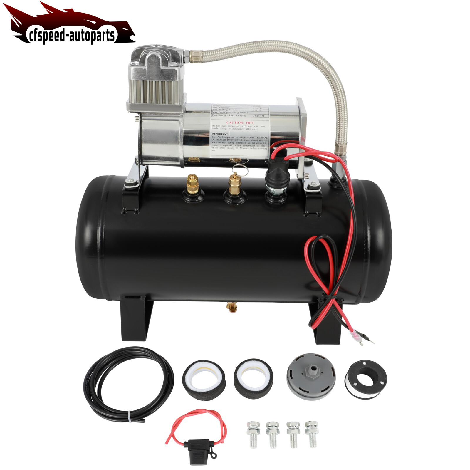 For Train Horn Air Tank Compressor Onboard System Kit 12V 2 Gal 150 Psi
