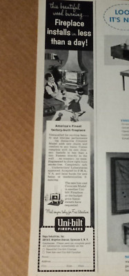 1960 print ad - Uni-bilt home Fireplaces Vega Industries Syracuse NY advertising