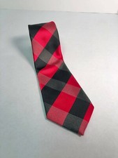 Place Boys size Red/Black Plaid Tie 2.75"x47"