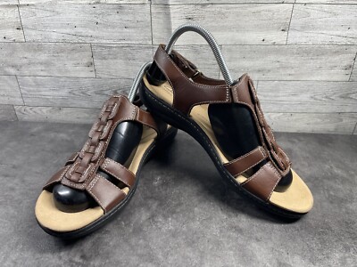 Clarks Laurieann Kay Women Shoes Brown M Leather T-Strap Slingback  Sandals